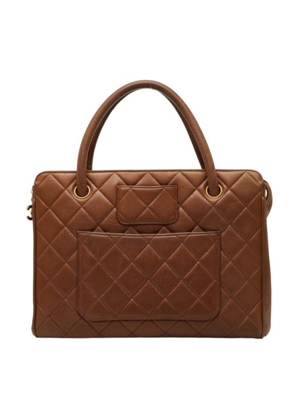 Chanel CC Logo Quilted Handbag Brown Lambskin